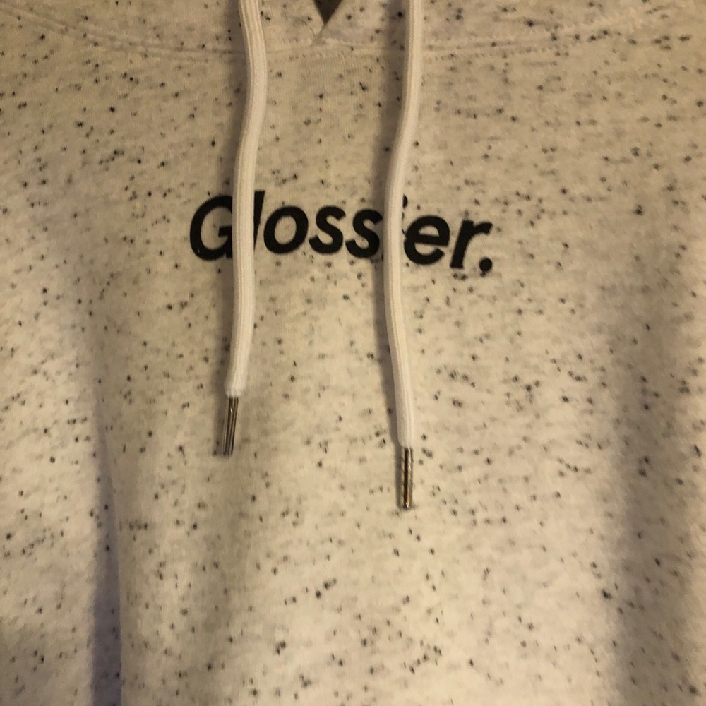 Glossier Cream Speckled Hoodie with Black Logo